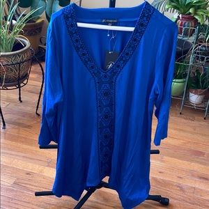 Adrianna Papell blue/black blouse NEW with tags